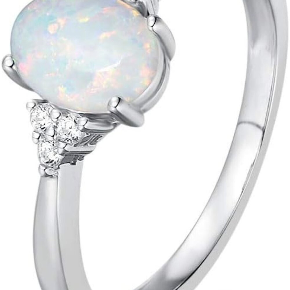 Birthstone Rings For Women Sterling Silver Created Opal Rings Garnet Ruby Rings